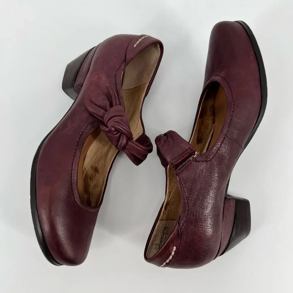 Biala Womens Tracey Mary Jane Pump EU 36 US6 Burgundy Red Leather Bow Strap Shoe